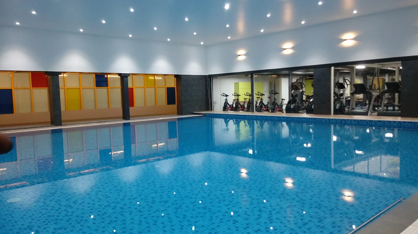 Temperature controlled indoor swimming pool with modern facilities